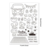 Craspire Investigation, Picnic, Bus, Dessert, Elephant, Koala, Hedgehog, Bear Clear Stamps Silicone Stamp Seal for Card Making Decoration and DIY Scrapbooking