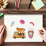 Craspire Food Truck, Burgers, Fries, Donuts, Ice Cream, Sushi, Ketchup, Hot Dogs, Cola, Banner, Waiter Clear Silicone Stamp Seal for Card Making Decoration and DIY Scrapbooking