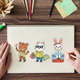 Craspire Animal Travel Vacation Bear Cat Rabbit Stamp Clear Silicone Stamp Seal for Card Making Decoration and DIY Scrapbooking