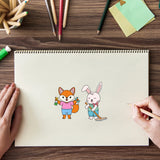 Craspire Cleaning, Animal, Cat, Rabbit, Bear, Fox Clear Stamps Silicone Stamp Seal for Card Making Decoration and DIY Scrapbooking