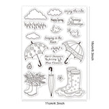 Craspire Rain Boots, Umbrella, Cloud, Raindrops, Bird Clear Silicone Stamp Seal for Card Making Decoration and DIY Scrapbooking