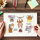 CRASPIRE Animals Celebrate Birthday, Mouse, Tiger, Cake, Gift Balloon Clear Silicone Stamp Seal for Card Making Decoration and DIY Scrapbooking