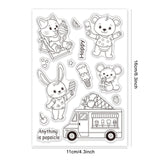 Craspire Ice Cream Animals, Summer, Kitten, Bear, Rabbit, Rat, Ice Cream Truck, Popsicle Clear Stamps Silicone Stamp Seal for Card Making Decoration and DIY Scrapbooking