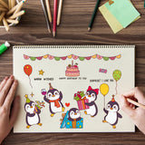 Craspire Penguin, Party, Birthday Clear Stamps Silicone Stamp Seal for Card Making Decoration and DIY Scrapbooking