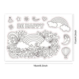 Craspire Doodle Rainbow, Moon, Hot Air Balloon, Birthday Hat, Flowers, Stars Clear Silicone Stamp Seal for Card Making Decoration and DIY Scrapbooking