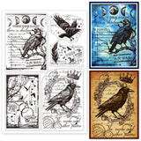 Craspire Custom PVC Plastic Clear Stamps, for DIY Scrapbooking, Photo Album Decorative, Cards Making, Raven Pattern, 160x110x3mm