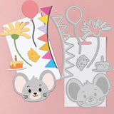 CRASPIRE Mouse, Birthday, Cake, Candles, Balloons, Party Carbon Steel Cutting Dies Stencils, for DIY Scrapbooking/Photo Album, Decorative Embossing DIY Paper Card