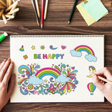 Craspire Doodle Rainbow, Moon, Hot Air Balloon, Birthday Hat, Flowers, Stars Clear Silicone Stamp Seal for Card Making Decoration and DIY Scrapbooking