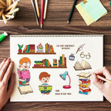 Craspire Bookshelf, Reading, Children Clear Stamps Silicone Stamp Seal for Card Making Decoration and DIY Scrapbooking