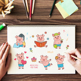 Craspire Cute Pig, Read, Sleep, Dance, Garden, Flower, Love Clear Silicone Stamp Seal for Card Making Decoration and DIY Scrapbooking