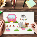 Craspire Investigation, Picnic, Bus, Dessert, Elephant, Koala, Hedgehog, Bear Clear Stamps Silicone Stamp Seal for Card Making Decoration and DIY Scrapbooking