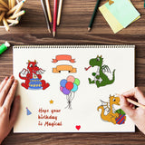 Craspire Dragon, Birthday, Cake, Party, Balloon Clear Silicone Stamp Seal for Card Making Decoration and DIY Scrapbooking