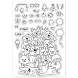 Craspire French Dou, Umbrella Bear, Goat, Rabbit, Hot Air Balloon, Summer Children, Sports Animals, Cool Cats, Dog Friends Clear Silicone Stamp Seal for Card Making Decoration and DIY Scrapbooking