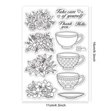 Craspire Teacup and Flower Clear Stamps Silicone Stamp Seal for Card Making Decoration and DIY Scrapbooking