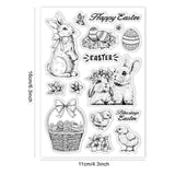Craspire Vintage, Sketch, Easter, Bunny, Chick, Egg Basket Clear Stamps Silicone Stamp Seal for Card Making Decoration and DIY Scrapbooking