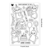 Craspire Penguin, Party, Birthday Clear Stamps Silicone Stamp Seal for Card Making Decoration and DIY Scrapbooking