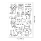 Craspire Cleaning, Animal, Cat, Rabbit, Bear, Fox Clear Stamps Silicone Stamp Seal for Card Making Decoration and DIY Scrapbooking