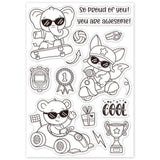 Craspire Funny Animals, Elephants, Foxes, Bears, Skateboards, Karts, Motorcycles Clear Silicone Stamp Seal for Card Making Decoration and DIY Scrapbooking