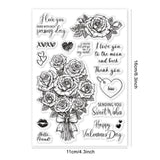 CRASPIRE Valentine's Day Flowers, Roses, Labels, Words of Love and Blessing Stamp Clear Silicone Stamp Seal for Card Making Decoration and DIY Scrapbooking