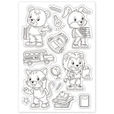 Craspire Back to School Season, Animals, School Bus, School Bag, Globe Clear Silicone Stamp Seal for Card Making Decoration and DIY Scrapbooking