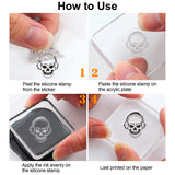 Craspire PVC Plastic Stamps, for DIY Scrapbooking, Photo Album Decorative, Cards Making, Stamp Sheets, Skull Pattern, 16x11x0.3cm