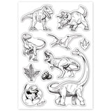 Craspire PVC Plastic Stamps, for DIY Scrapbooking, Photo Album Decorative, Cards Making, Stamp Sheets, Dinosaur Pattern, 160x110x3mm