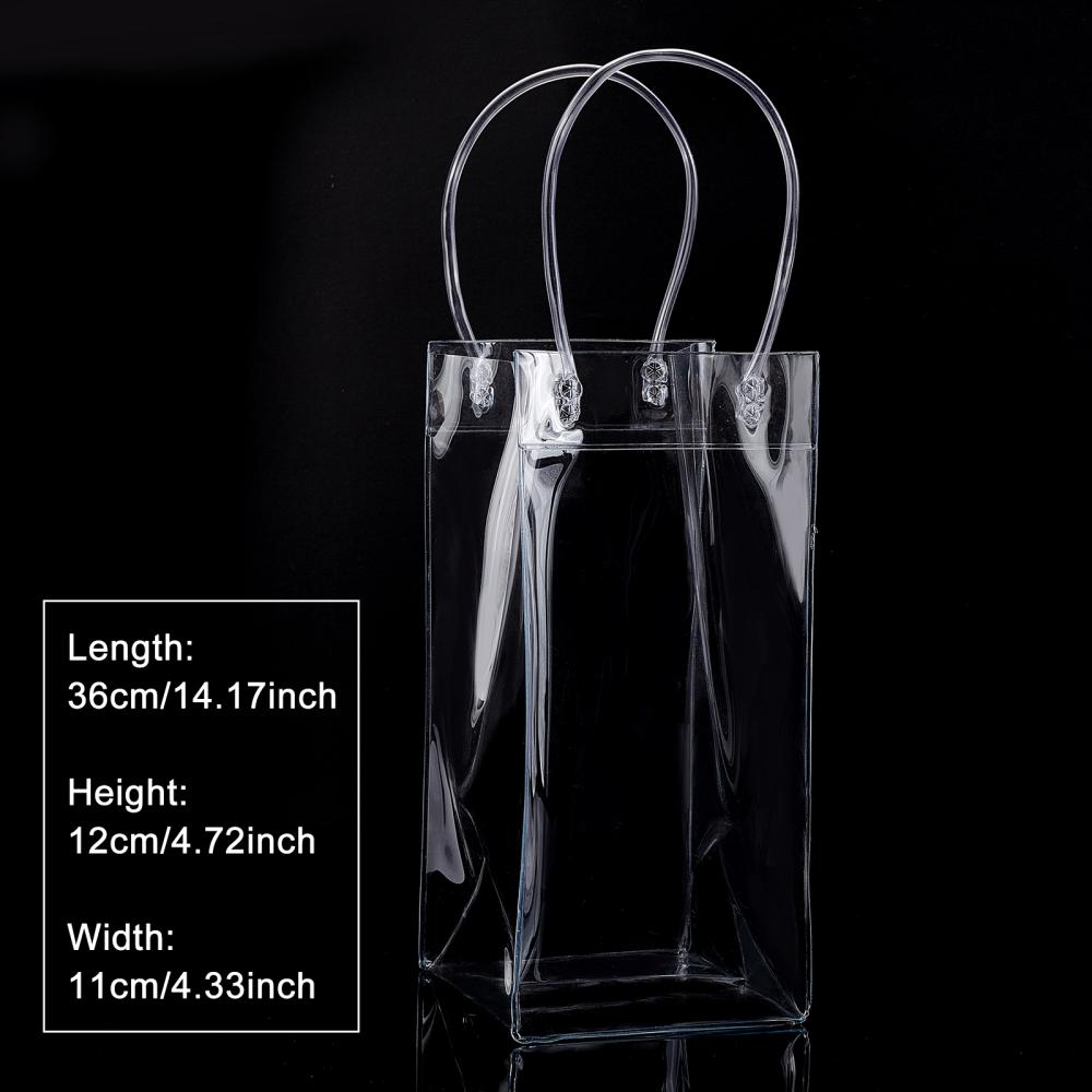 CRASPIRE 1 Set PVC Laser Transparent Bag, Tote Bag, with PU Leather  Handles, for Gift or Present Packaging, Rectangle, White, Finished Product:  25.5x18x10cm, 2pcs/set