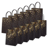 1 Set Paper Bags, with Handles, Gift Bags, Shopping Bags, with Golden Printed Pattern, Rectangle, Black, Mixed Patterns, 20.9~21.2x14.9~15x8cm, 2 patterns, 10pcs/pattern, 20pcs/set