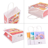 1 Set Paper Bags, with Handles, Gift Bags, Shopping Bags with Cartoon Pattern, Rectangle, Mixed Color, 29.7x18x8.2cm, 2pcs/color, 4 colors, 8pcs/set