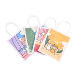 1 Set Paper Bags, with Handles, Gift Bags, Shopping Bags with Cartoon Pattern, Rectangle, Mixed Color, 29.7x18x8.2cm, 2pcs/color, 4 colors, 8pcs/set