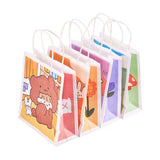 1 Set Paper Bags, with Handles, Gift Bags, Shopping Bags with Cartoon Pattern, Rectangle, Mixed Color, 29.7x18x8.2cm, 2pcs/color, 4 colors, 8pcs/set