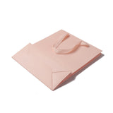 12 pc Kraft Paper Bags, with Ribbon Handles, Gift Bags, Shopping Bags, Rectangle, Pink, 28x23x9.7cm; Fold: 28x23x0.4cm