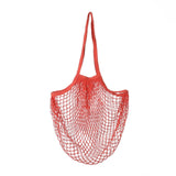 5 pc Portable Cotton Mesh Grocery Bags, Reusable Net Shopping Handbag, Red, 58.05cm, Bag: 35x38x1.8cm.