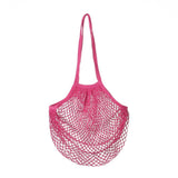 5 pc Portable Cotton Mesh Grocery Bags, Reusable Net Shopping Handbag, Old Rose, 58.05cm, Bag: 35x38x1.8cm.