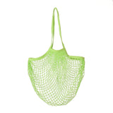 5 pc Portable Cotton Mesh Grocery Bags, Reusable Net Shopping Handbag, Green, 58.05cm, Bag: 35x38x1.8cm.