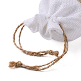 10 pc Burlap Packing Pouches, Drawstring Bags, Rectangle with Heart, White, 14.2~14.5x10cm