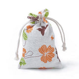 20 pc Burlap Packing Pouches, Drawstring Bags, Rectangle with Leaf Pattern, Colorful, 14~14.4x10~10.2cm