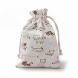 20 pc Burlap Kitten Packing Pouches, Drawstring Bags, Rectangle with Cartoon Cat Pattern, Colorful, 17.7~18x13.1~13.3cm