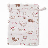 20 pc Burlap Kitten Packing Pouches, Drawstring Bags, Rectangle with Cartoon Cat Pattern, Colorful, 17.7~18x13.1~13.3cm