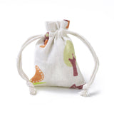 20 pc Burlap Packing Pouches, Drawstring Bags, Rectangle with Tree Pattern, Colorful, 8.7~9x7~7.2cm