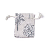 20 pc Burlap Packing Pouches, Drawstring Bags, Rectangle with Tree of Life Pattern, Colorful, 8.7~9x7~7.2cm