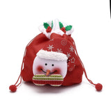 10 pc Christmas Velvet Candy Bags Decorations, Drawstring Cartoon Doll Bag, with Handle, for Christmas Party Snack Gift Ornaments, Snowman, Red, 37.5x20x10~21cm