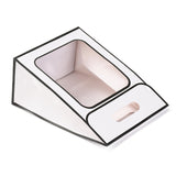 12 pc Rectangle Paper Bags, Flip Over Paper Bag, with Handle and Plastic Window, White, 30x21.5x13cm