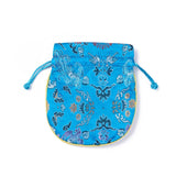 10 pc Silk Packing Pouches, Drawstring Bags, Deep Sky Blue, 13~13.5x11.4~12cm