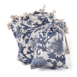 50 pc Burlap Packing Pouches, Drawstring Bags, Slate Blue, 17.3~18.2x13~13.4cm