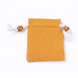 50 pc Burlap Packing Pouches, Drawstring Bags, with Wood Beads, Orange, 10~10.1x8.2~8.3cm