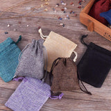 1 Set 30 Pcs 3.54 Long Burlap Packing Pouches with Drawstring, Linen Burlap Pouches Gift Bags Small Candy Pouch Gunny Sack Bags for Christmas Party Wedding Favors Jewelry Bags, Mixed Color