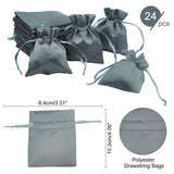 24 pc Polyester Drawstring Bags, Jewelry and Candy Pouches, for for Christmas Wedding Party Favors, Rectangle, Gray, 10.3x8.4x0.16cm