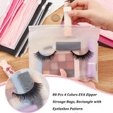 1 Bag 80 Pcs 4 Colors Eyelash Makeup Bags, Eyelash Aftercare Bags Eyelash Cosmetic Bags with Zipper Plastic Travel Bags Packaging for DIY Craft Beads Makeup Brush Stroage