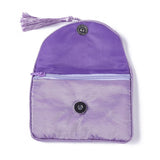 10 pc Embroidery Cloth Zip Pouches, with Tassels and Stainless Steel Snap Button, Rectangle, Medium Purple, 12x8.5cm